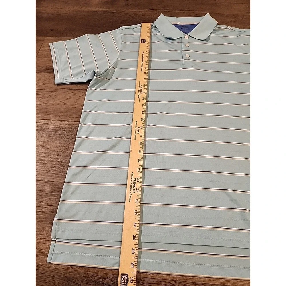 Adidas‎ ClimaCool Men XL Blue Striped Short Sleeve Golf Polo Shirt Pullover